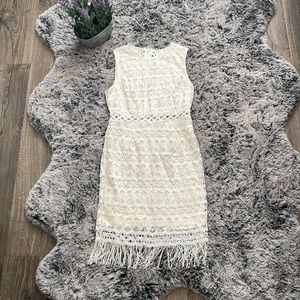 Lulu’s flapper, vintage style high neck fringe dress size small. White. Bridal